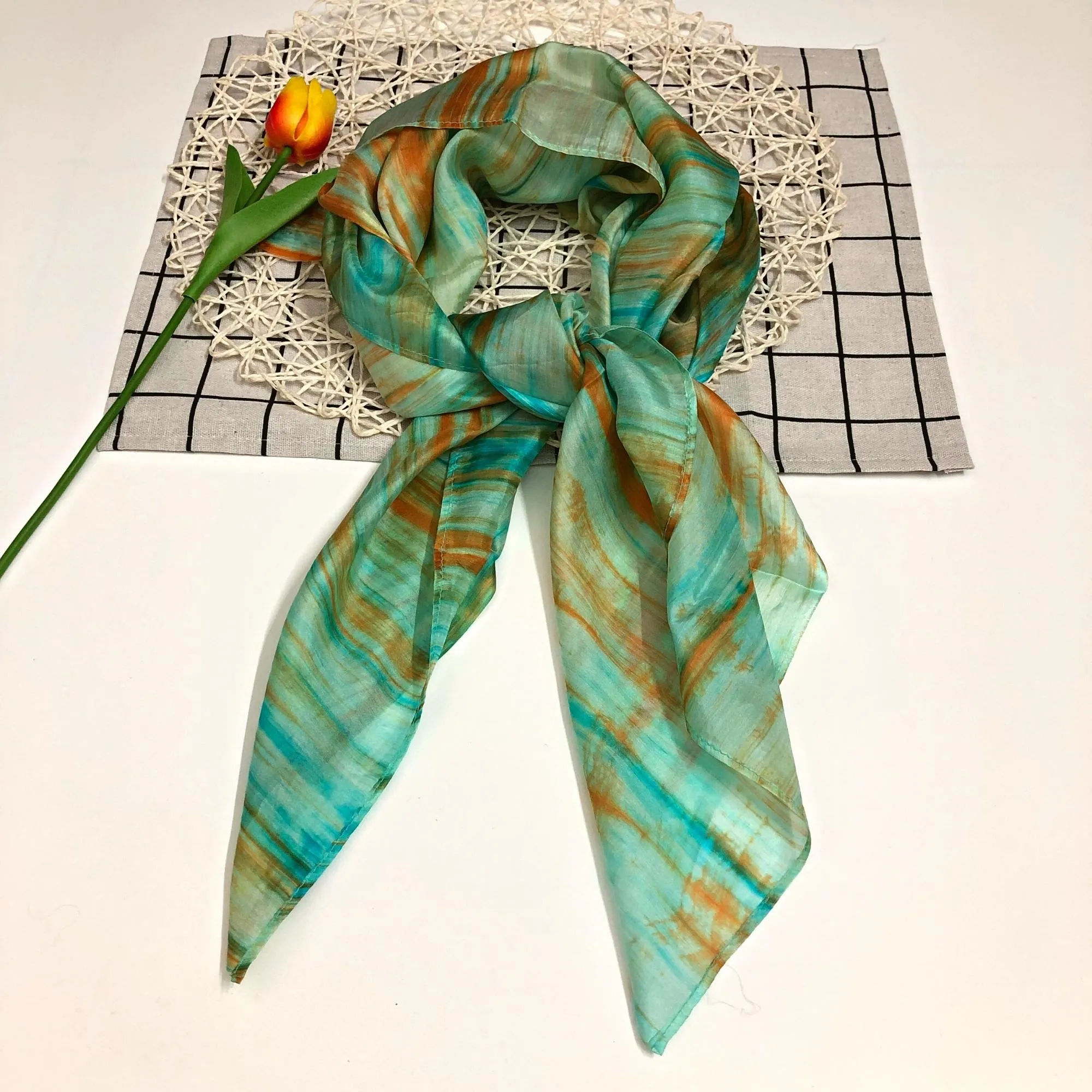 100% MULBERRY SILK SCARF - Pure mulberry silk - Square Scarf - Women's Scarves - Handmade Silk Scarf - Luxury Scarf - Gift for her