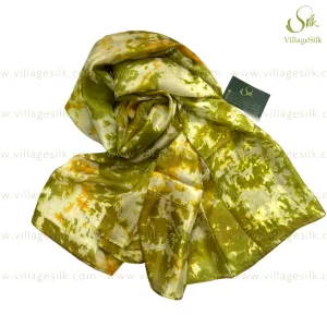 100% SILK SCARF| 100% PURE Natural Mulberry silk | Hand Dyed Scarf | Mix Green and Yellow| Whole Sale Silk Scarves | Gift for her | Made in Vietnam