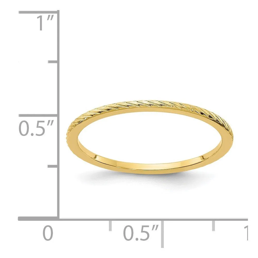 1.2mm 14k Yellow Gold Twisted Pattern Stackable Band