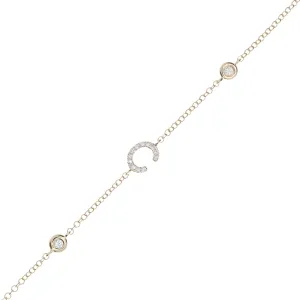 14k Gold Diamond Bezel Initial Bracelet