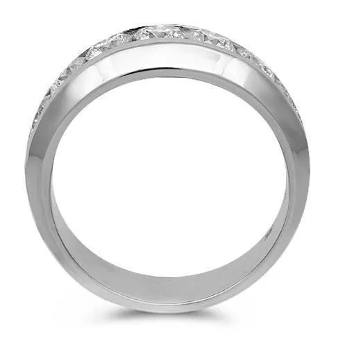 14K Solid White Gold Mens Diamond Wedding Ring Band 2.50 Ctw