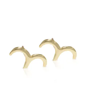 14K Yellow Gold Bird Stud Earrings