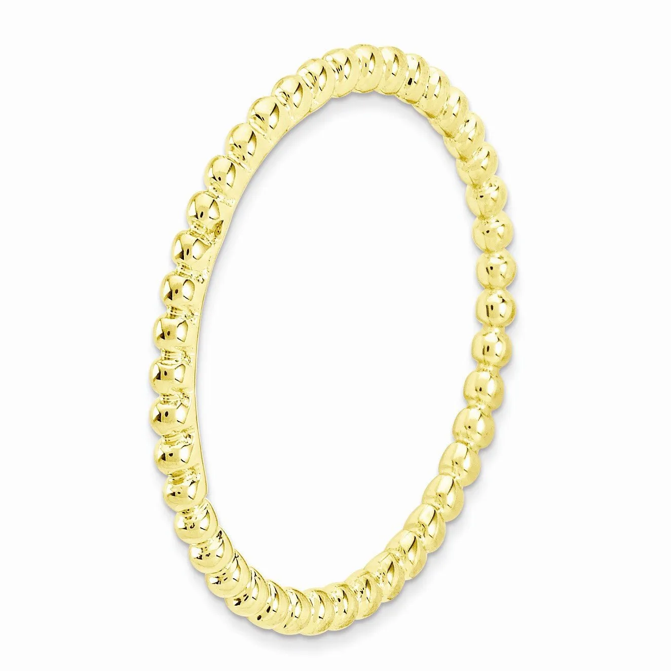 1.5mm 14k Yellow Gold Plated Sterling Silver Stackable Beaded Band