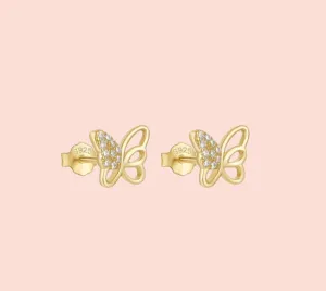 18K gold plated Sparkly Butterfly Stud Earrings