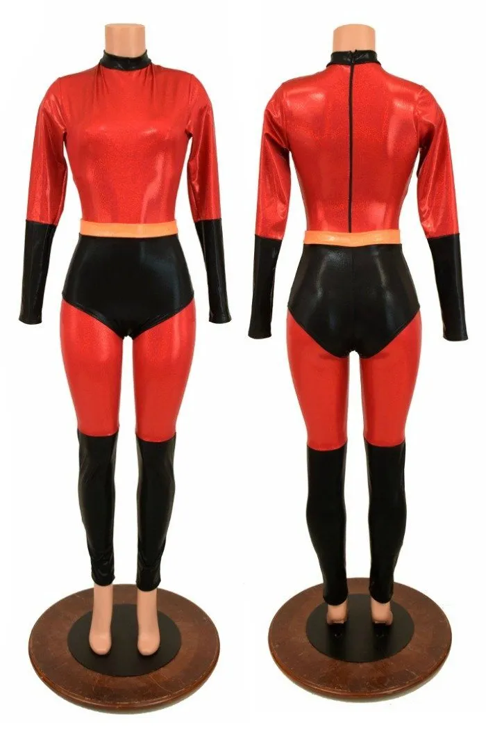 2PC Catsuit & Siren Shorts Set