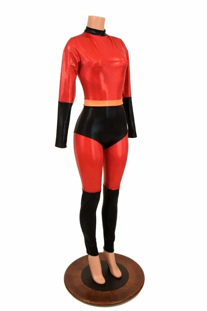 2PC Catsuit & Siren Shorts Set