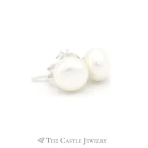 7MM Pearl Stud Earrings in Sterling Silver