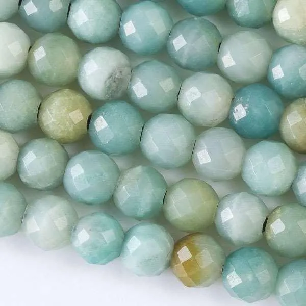 8mm Amazontite Faceted Round with 2.5mm Hole (8 Inch Strand)