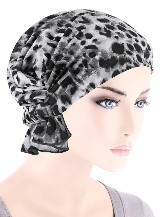 ABBEY-724#The Abbey Cap in Black Gray Leopard