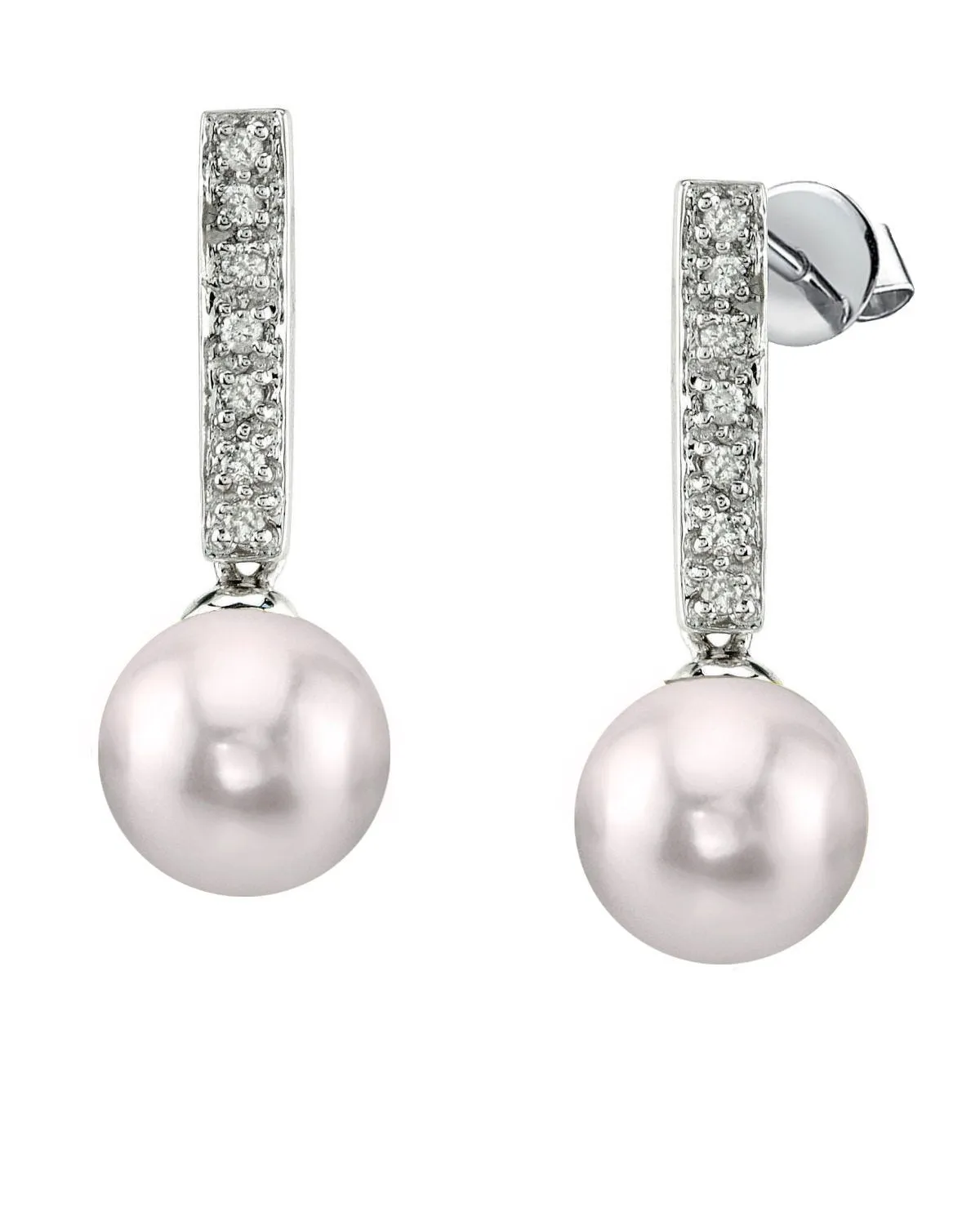 Akoya Pearl Dangling Diamond Earrings- Choose Your Pearl Color