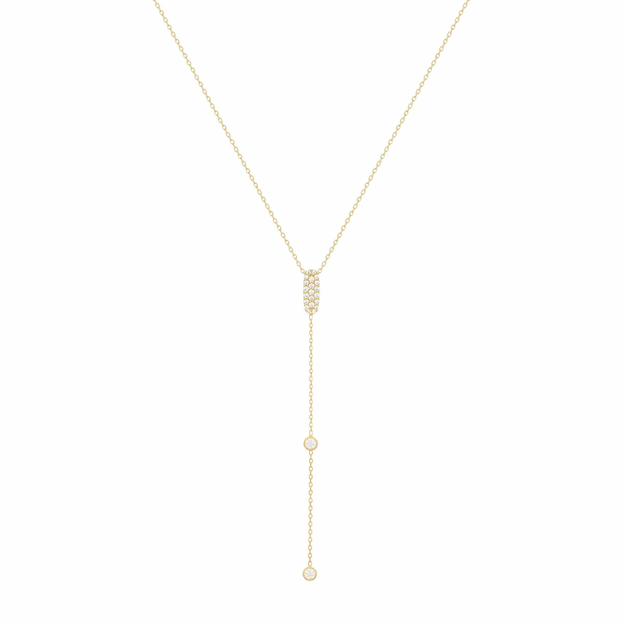 Alexa Fine Jewelry | Sparkly Sparkly Lariat 18K Gold Necklace w. Diamonds