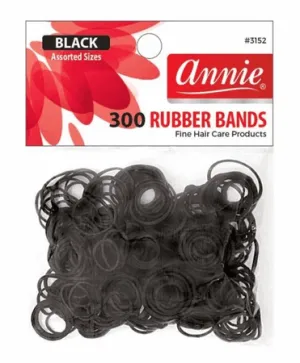 Annie Black Rubber Bands Assorted 300 ct (3152)