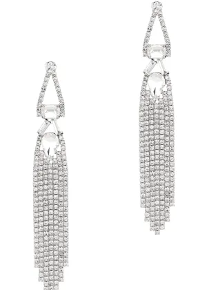 Bella Donna Silver/Clear Fringe Rhinestone Earrings