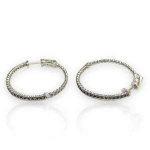 Black Diamond Hoop Earrings 14K Gold