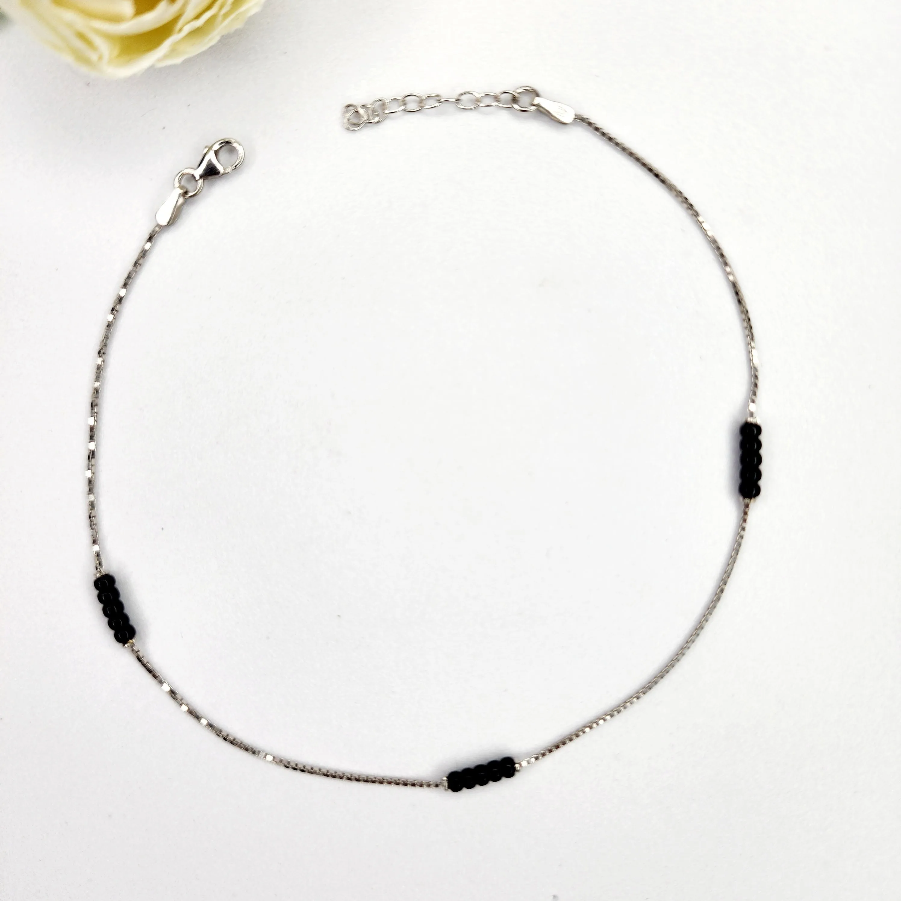 Black Mystic Silver Anklet