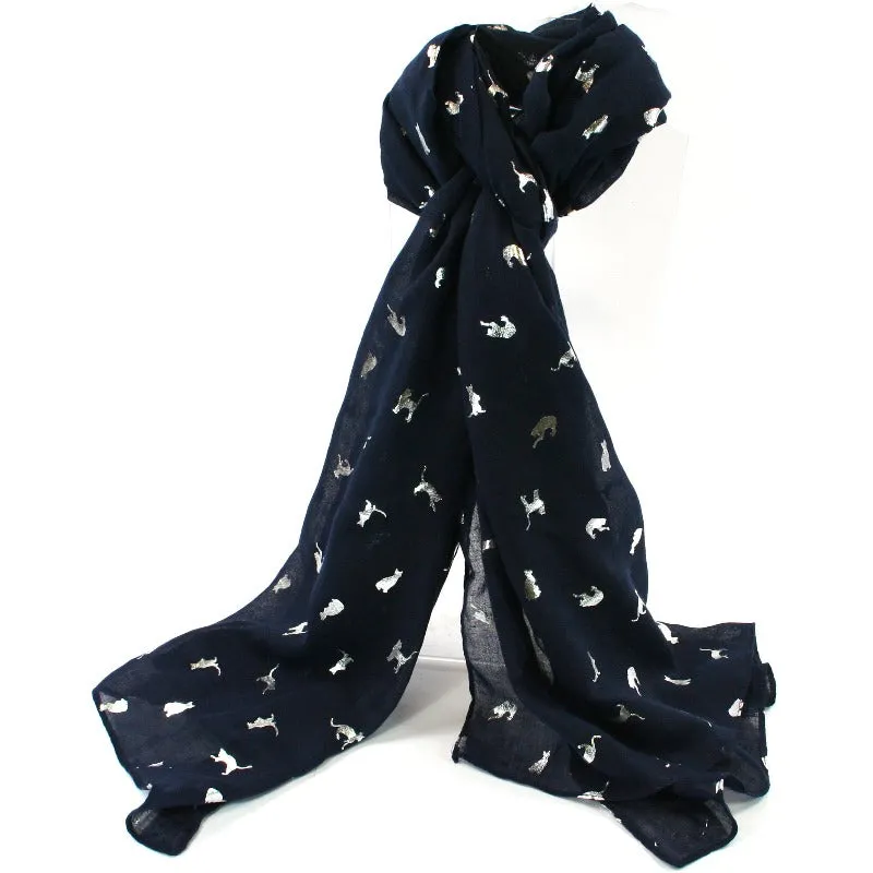 Blue Biccari Cat Foil Scarf