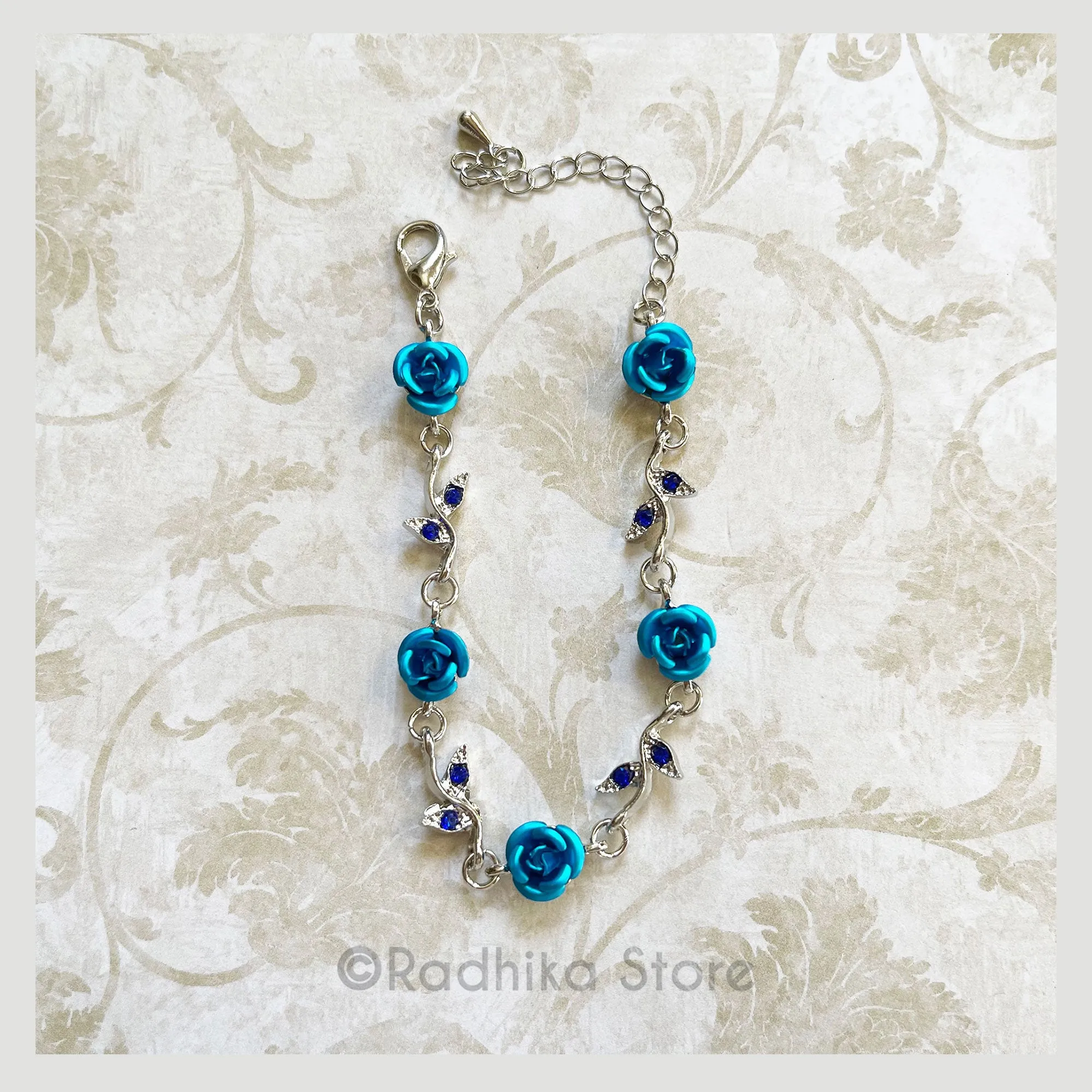 Blue Rose Vine- 6.5 Inch- Deity Necklaces