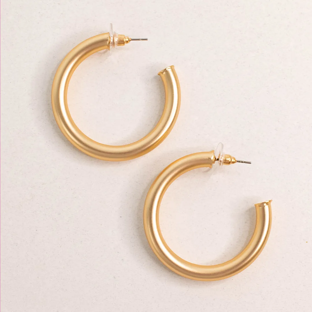 Bold is Better Earrings, Matte Gold