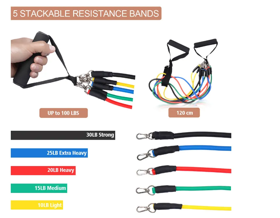 [CLEARANCE] Resistance Bands 11  Set for Exercise, Workout Bands