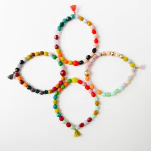 Colorful Bead Bracelet With Tassel - WS