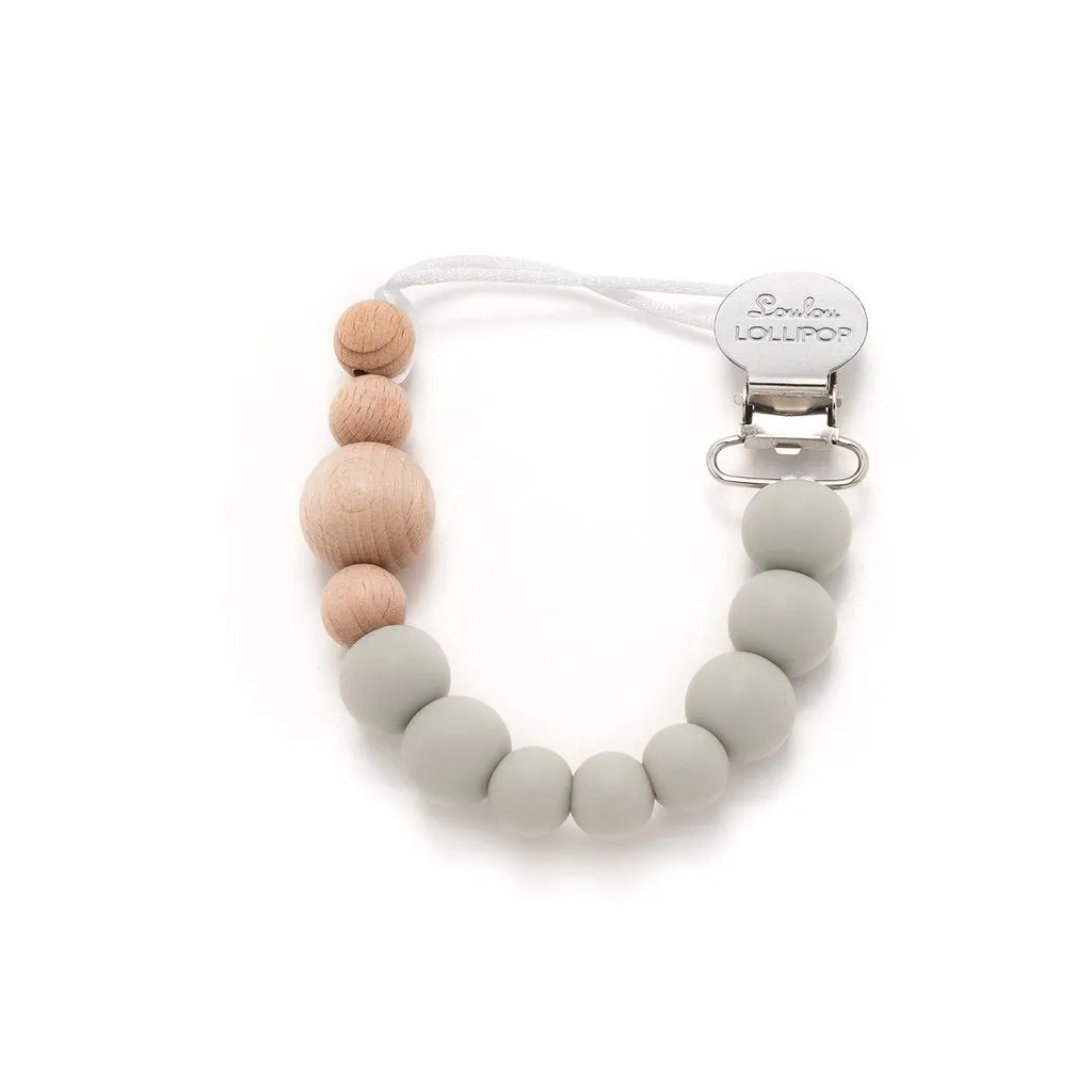 Colour Block Silicone & Wood Pacifier Clip