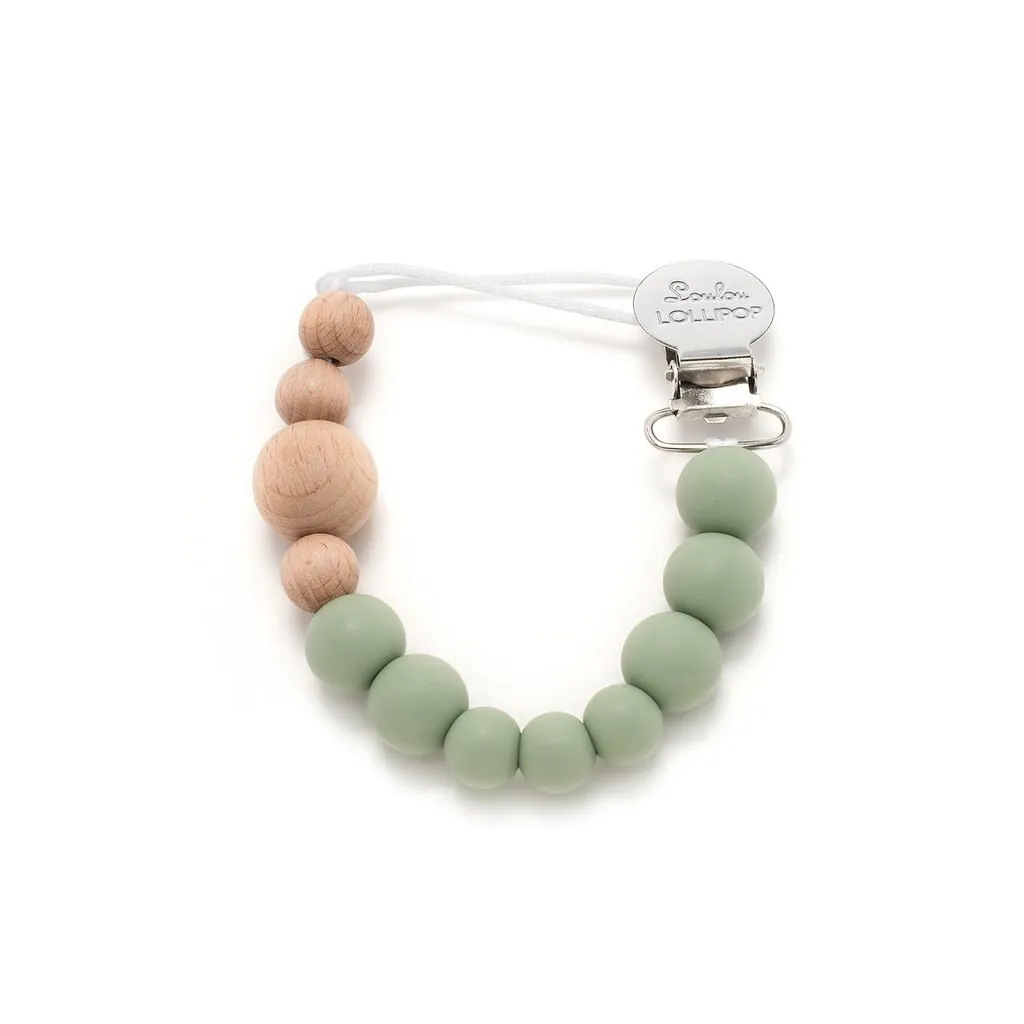 Colour Block Silicone & Wood Pacifier Clip