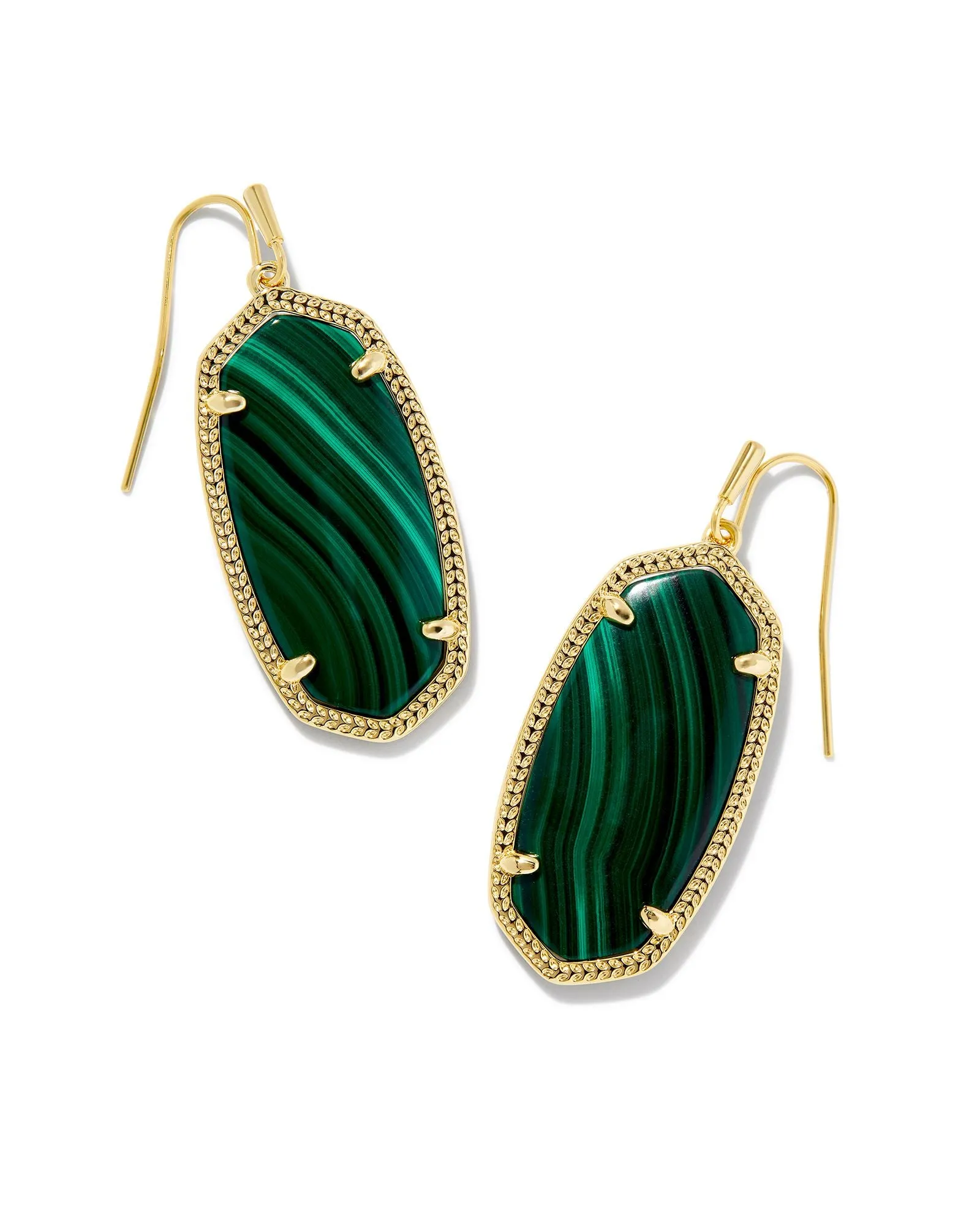 Elle Earring in Gold Green Malachite