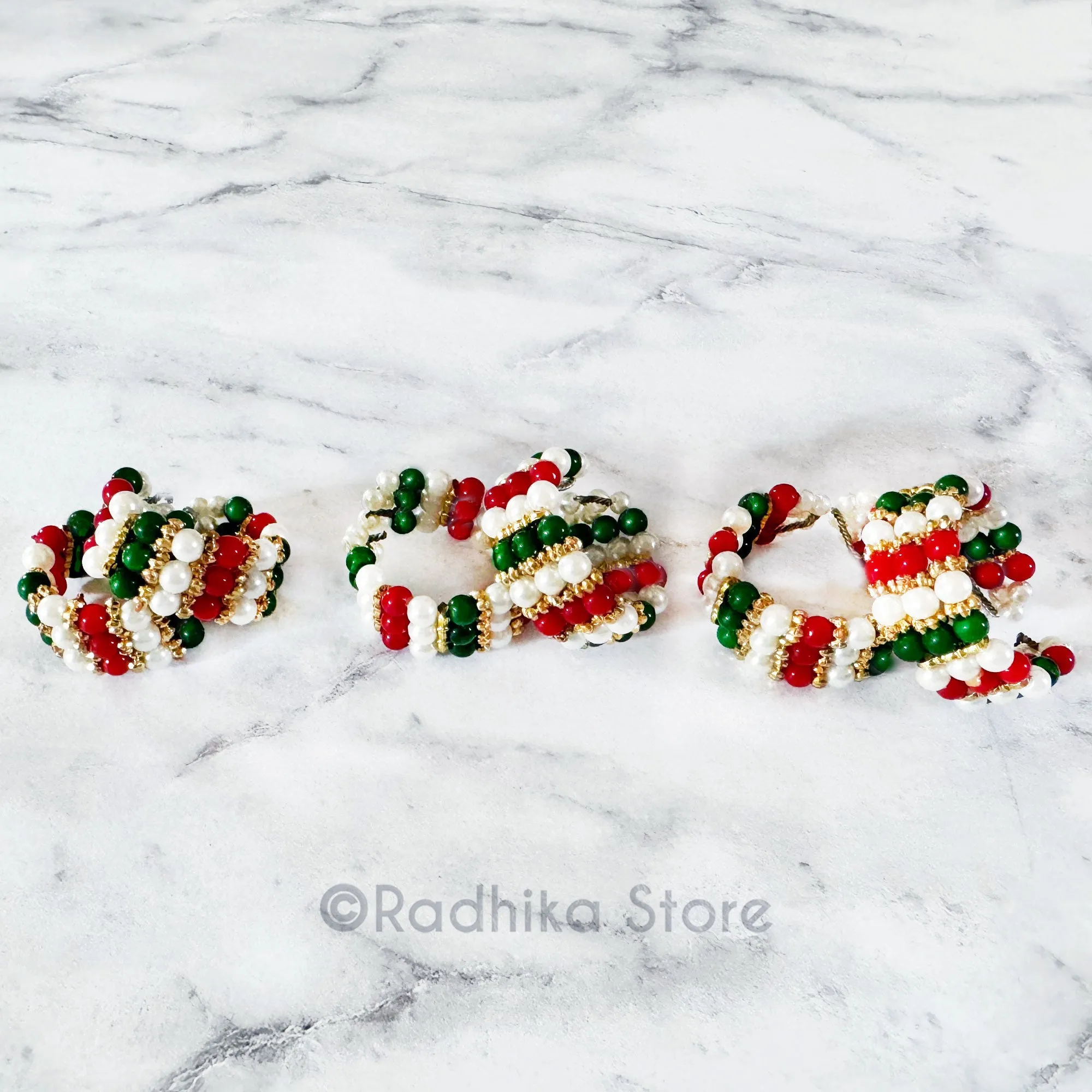 Emerald Ruby Pearl -Deity Bangles Set