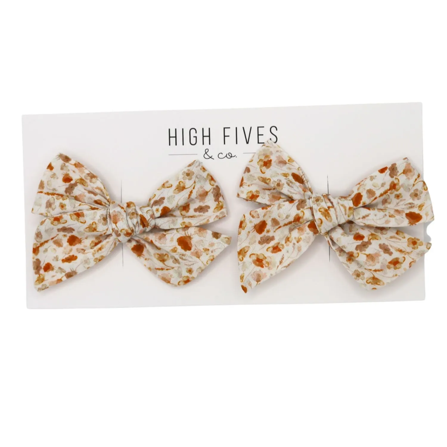 Floral Linen Bow Clips - Piggy Set