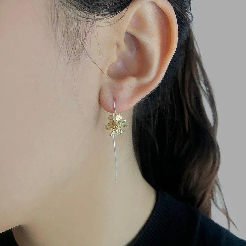 Flower Gold Sterling Silver Earrings