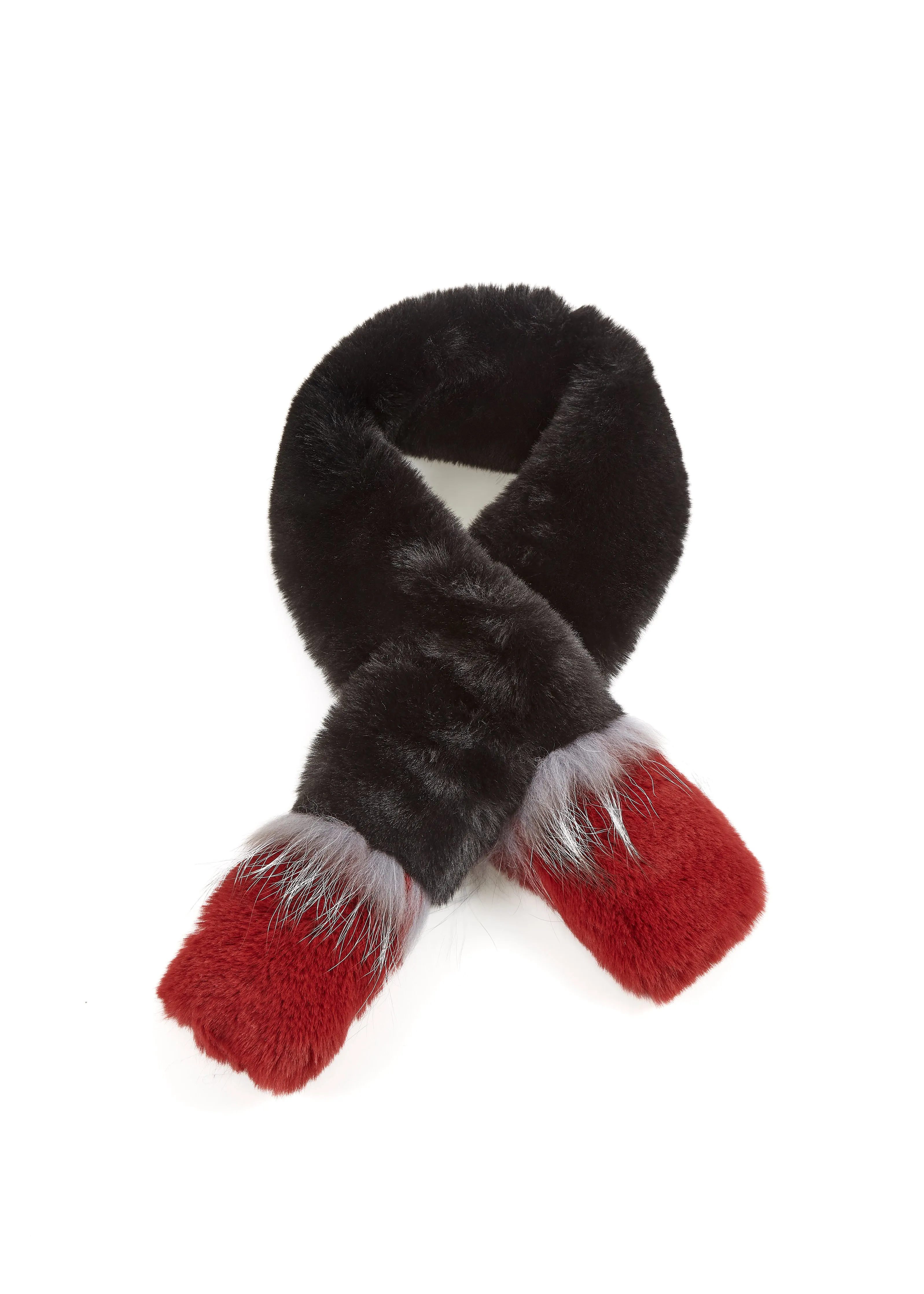 Fur5Eight Black Lollipop Faux Mix Scarf