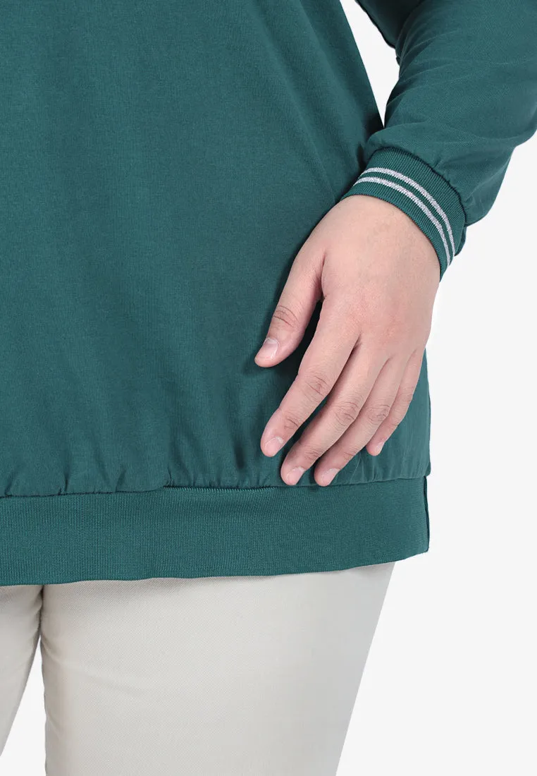 Glimmer Bling Hem Long Sleeve Jumper - Dark Green