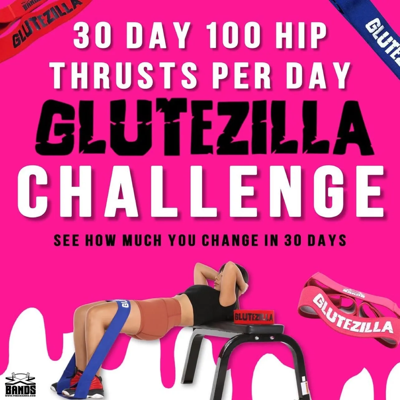 GLUTEZILLA Patented Hip Thrust Glute Workout Resistance Band