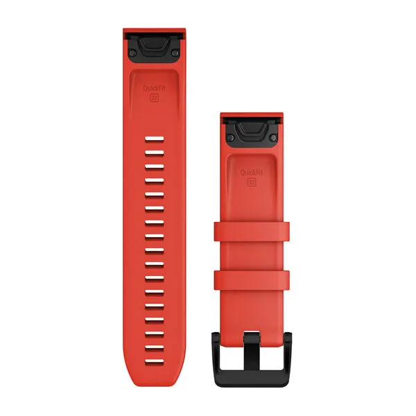 GRM Watch Band QuickFit 22 Laser Red With Black Stainless Steel Hardware