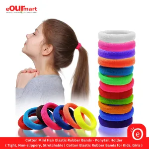 Hair Elastic Rubber Bands - Ponytail Holder (Tight, Non-slippery, Stretchable | Cotton Elastic Rubber Bands for Kids, Girls & Women)