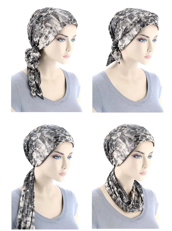 Head Wrap Scarf Black Ribbed