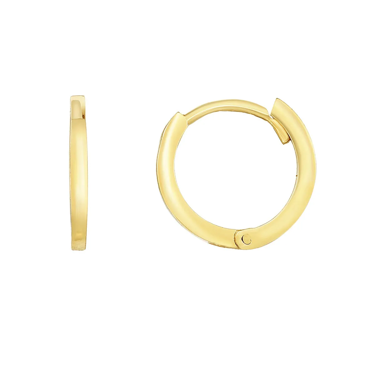 Hinged 11.5mm Huggie Hoop Earring in Yellow Gold