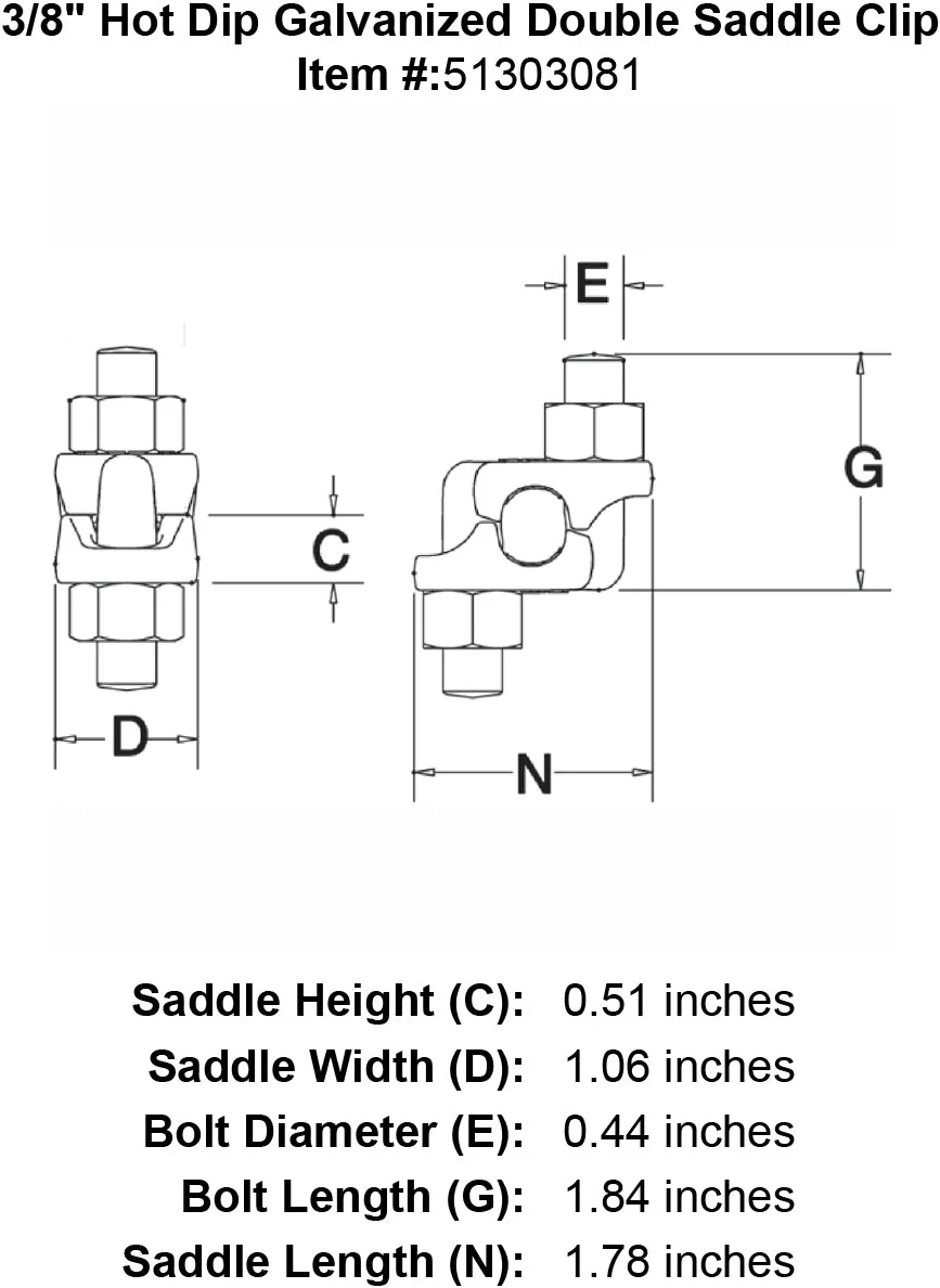 Hot Dip Galvanized Double Saddle Clip