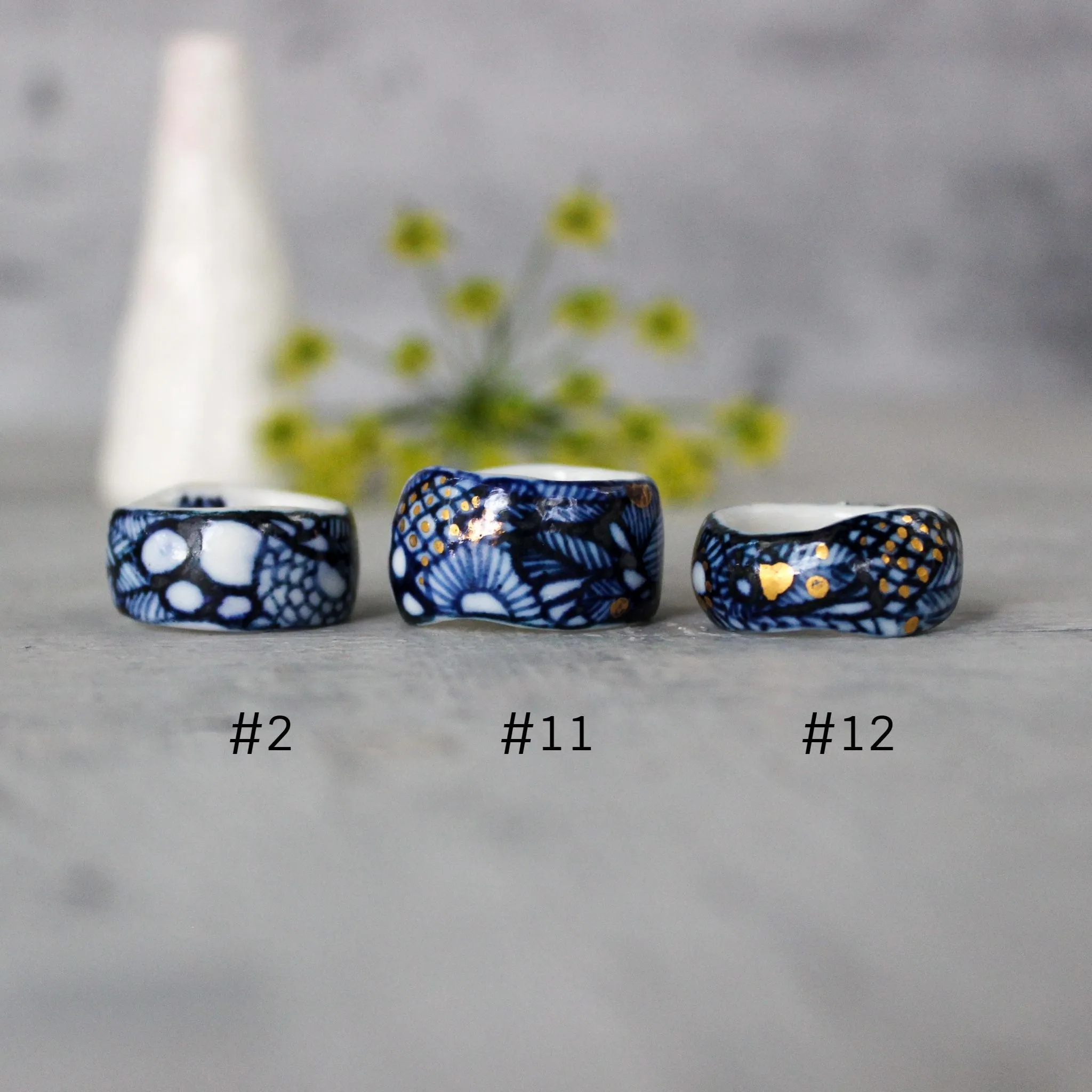 Indigo Painted Porcelain Bands