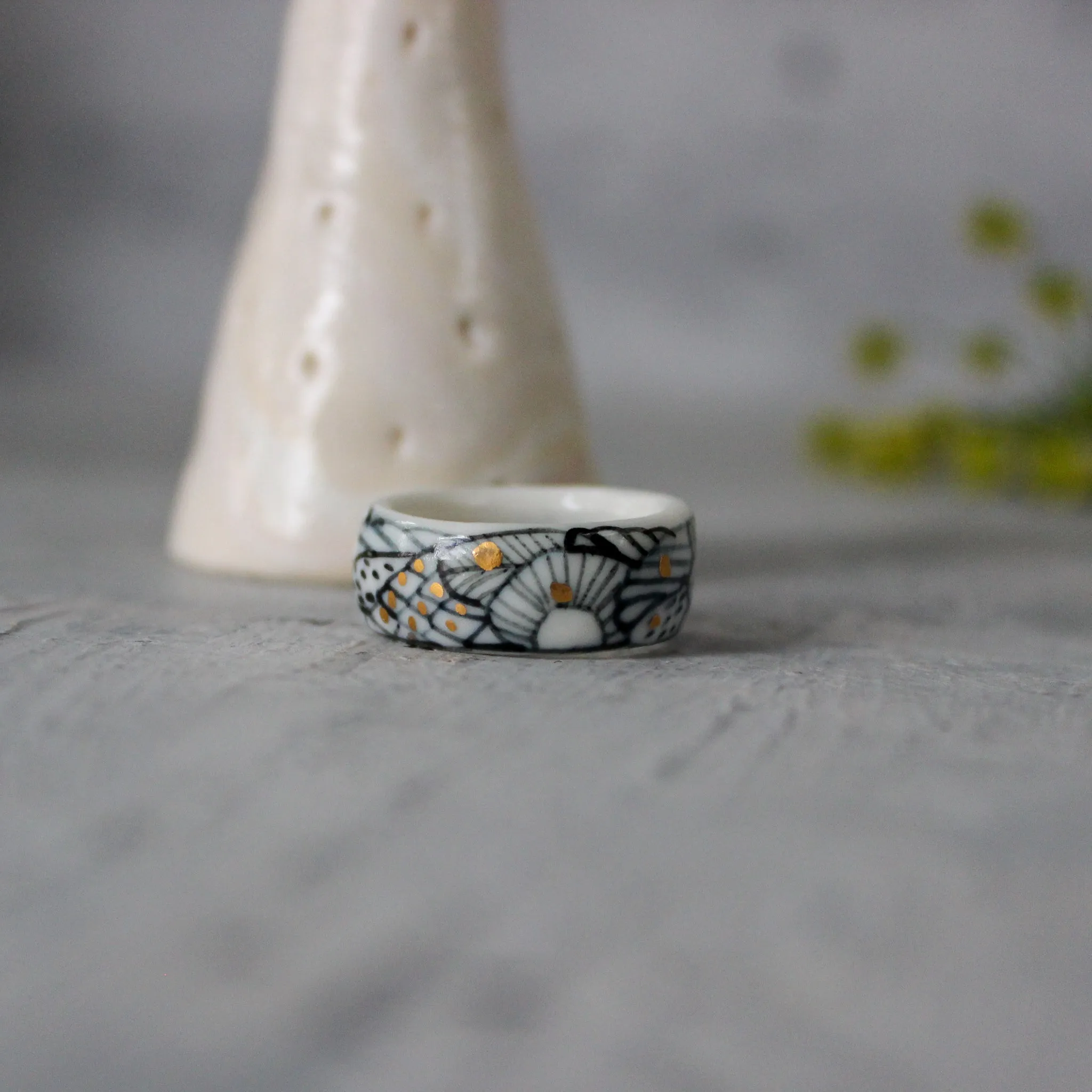 Indigo Painted Porcelain Bands