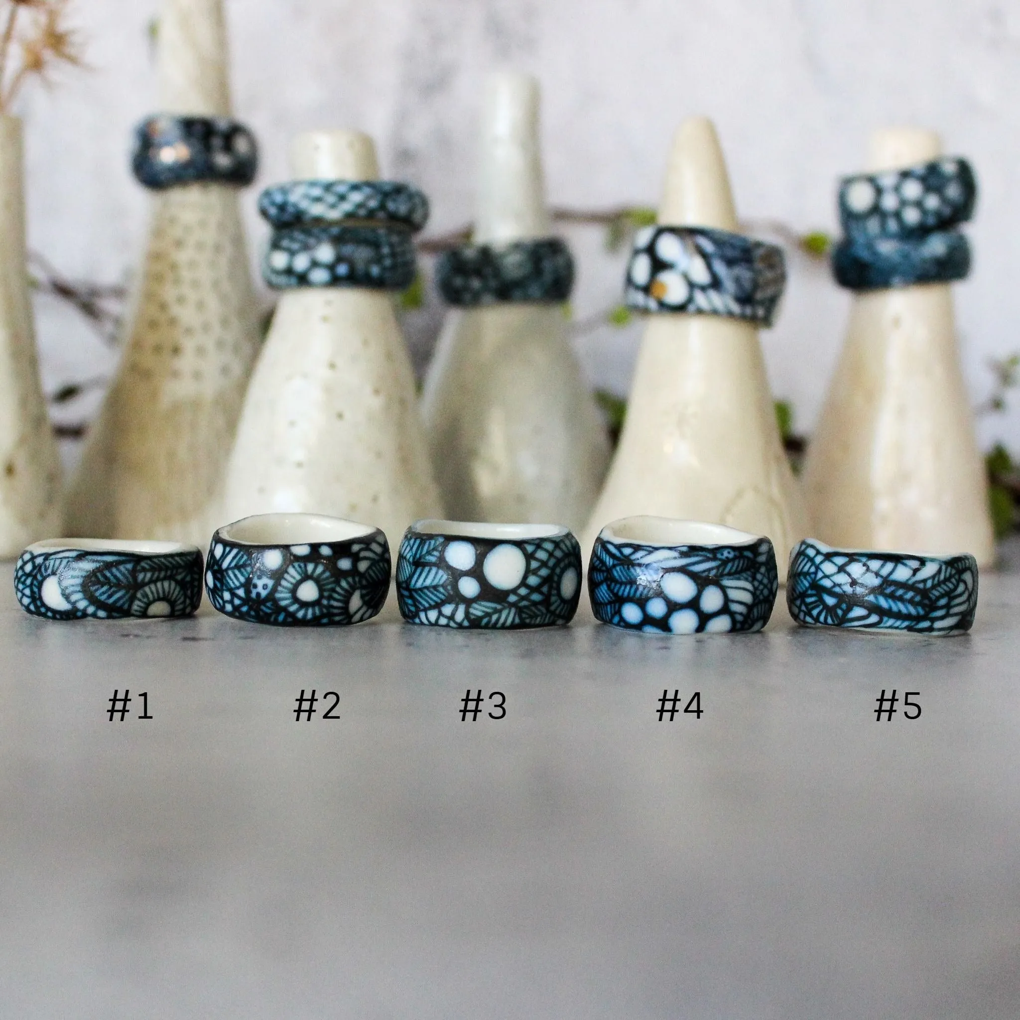 Indigo Painted Porcelain Bands