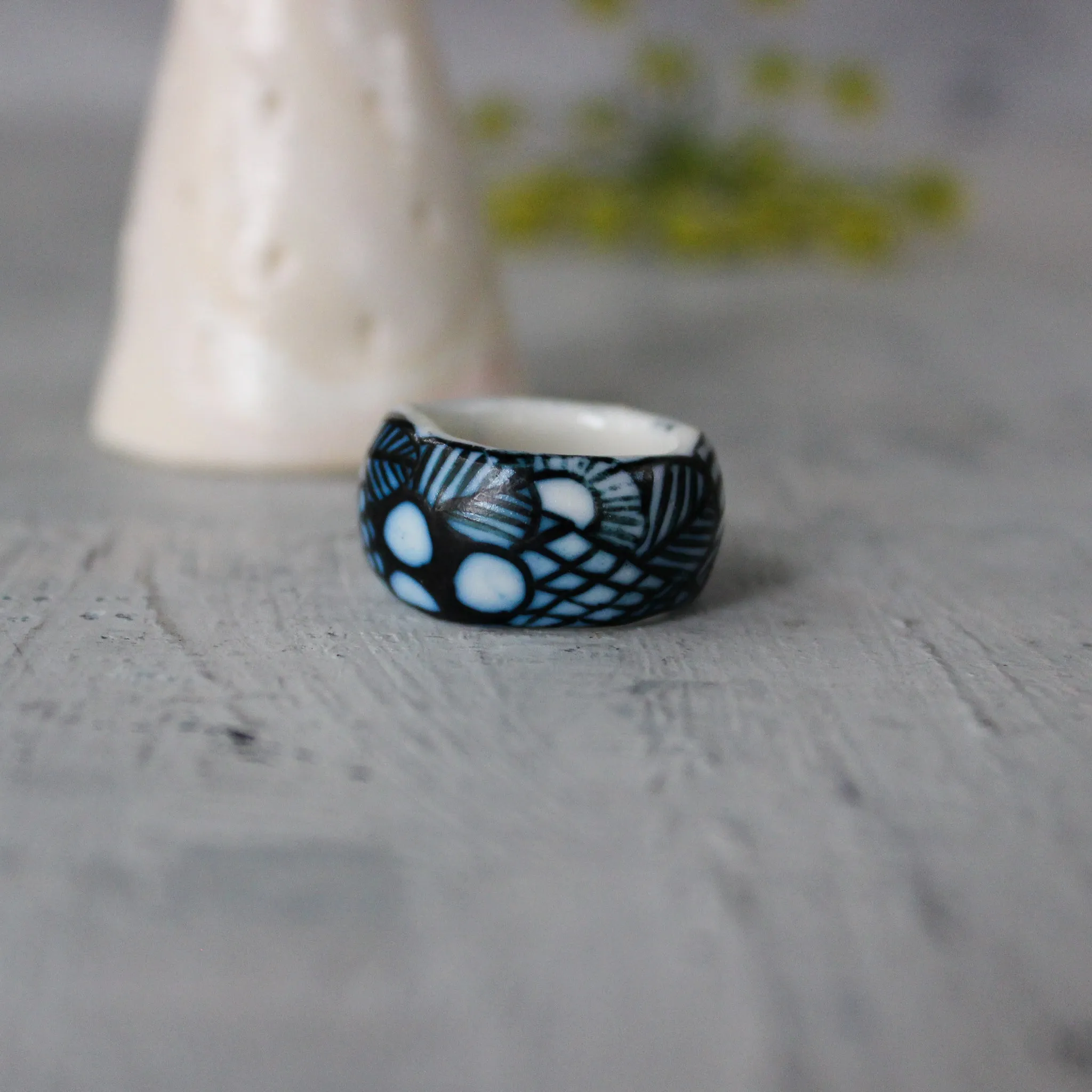 Indigo Painted Porcelain Bands