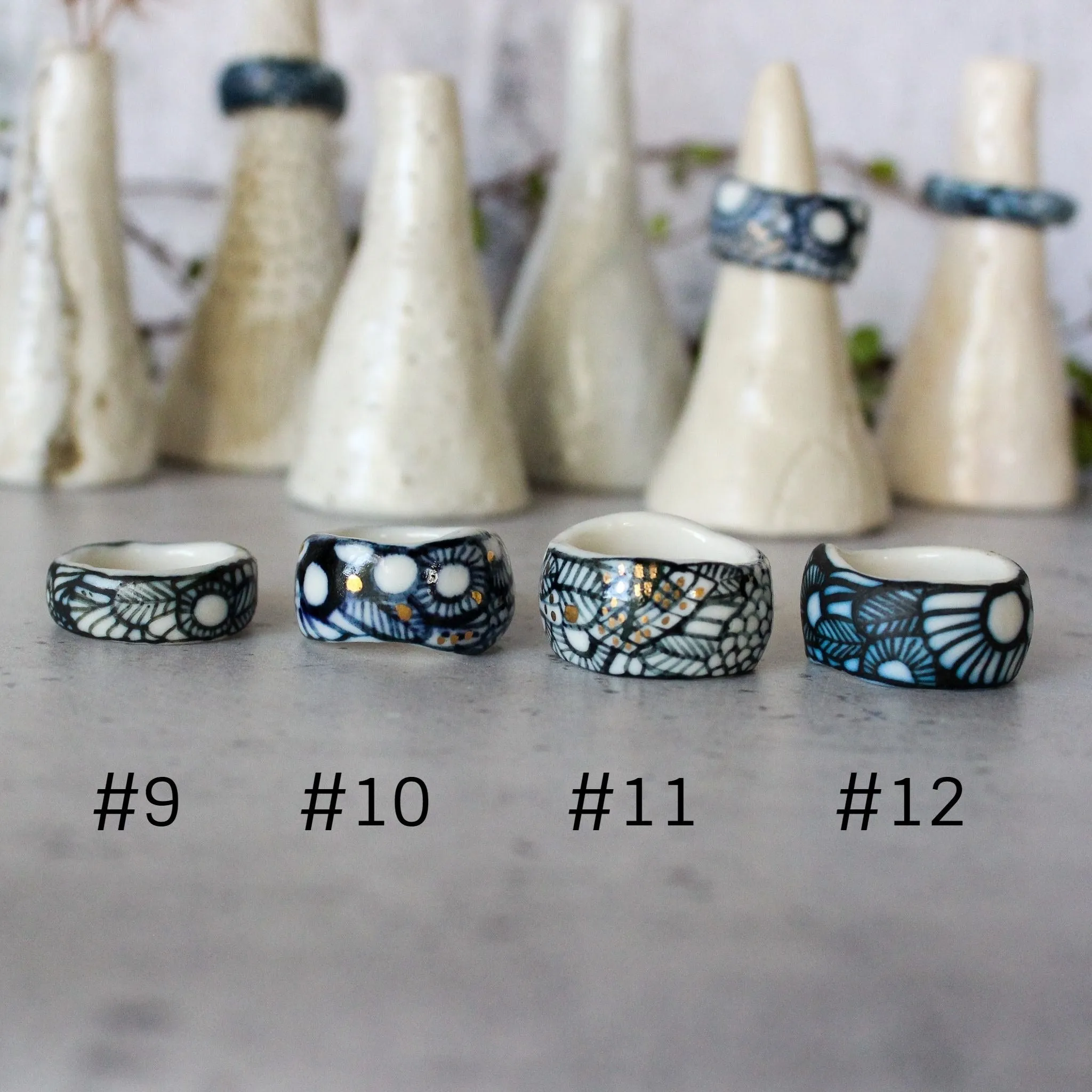 Indigo Painted Porcelain Bands