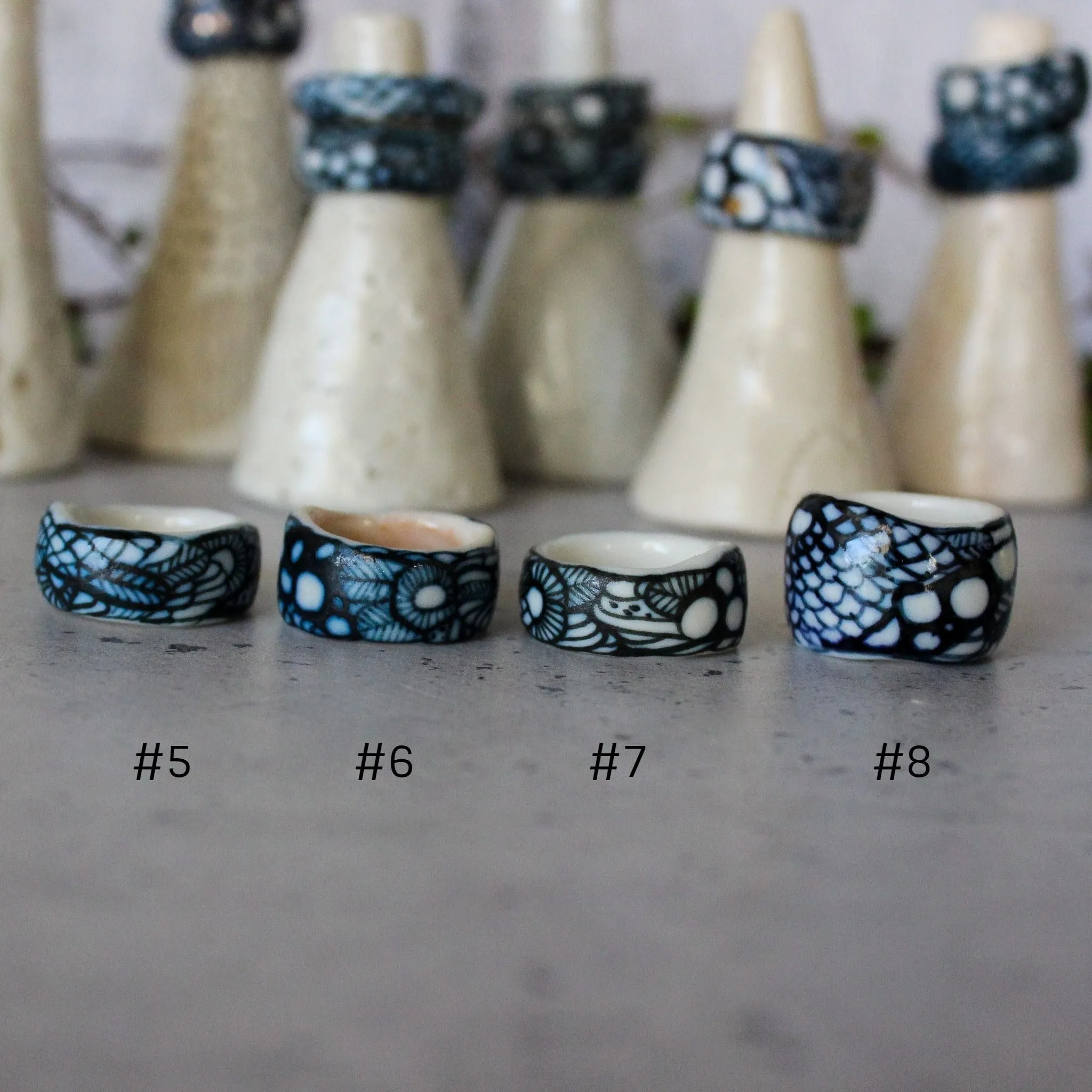 Indigo Painted Porcelain Bands