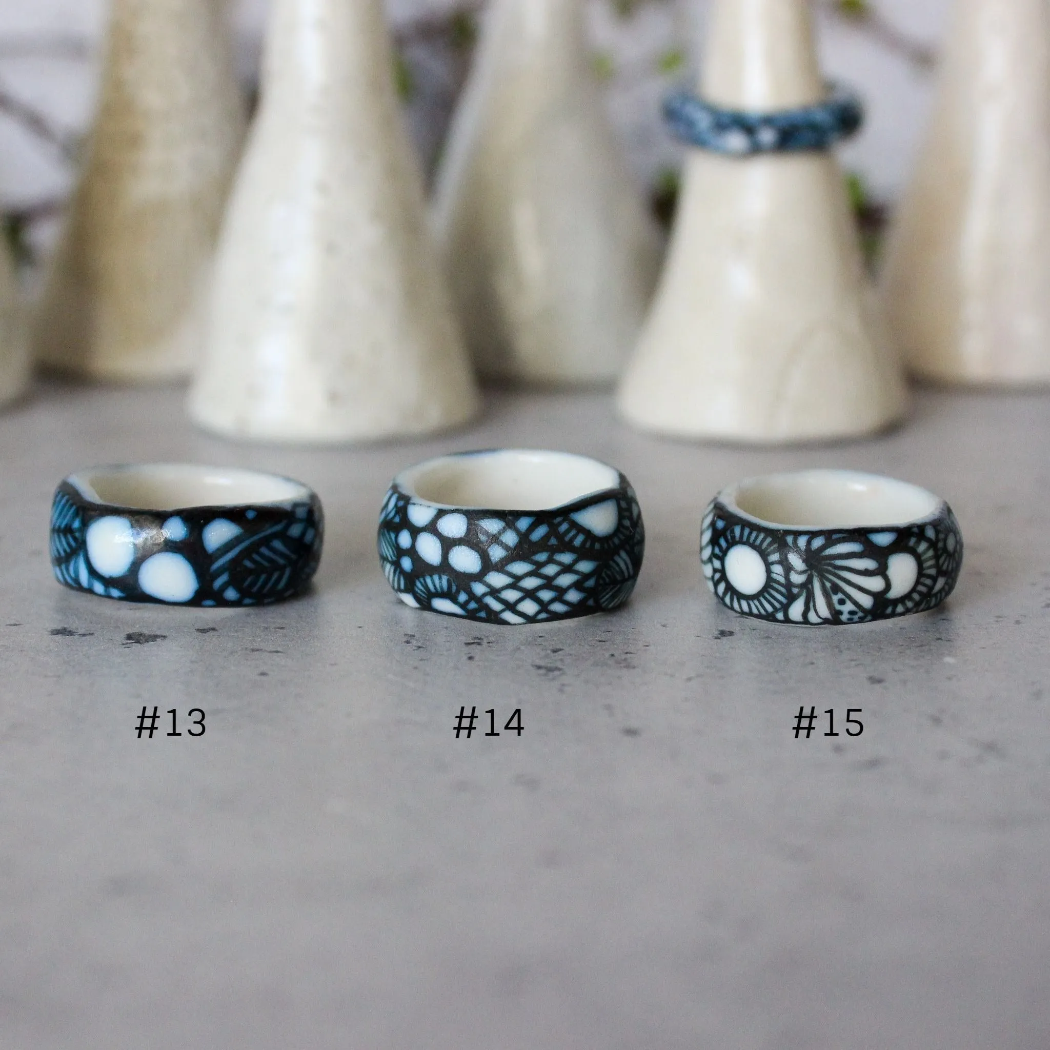 Indigo Painted Porcelain Bands