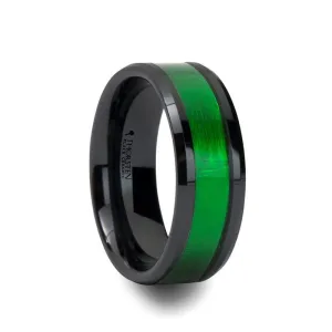 IRVING | Ceramic Ring Textured Green Inlay