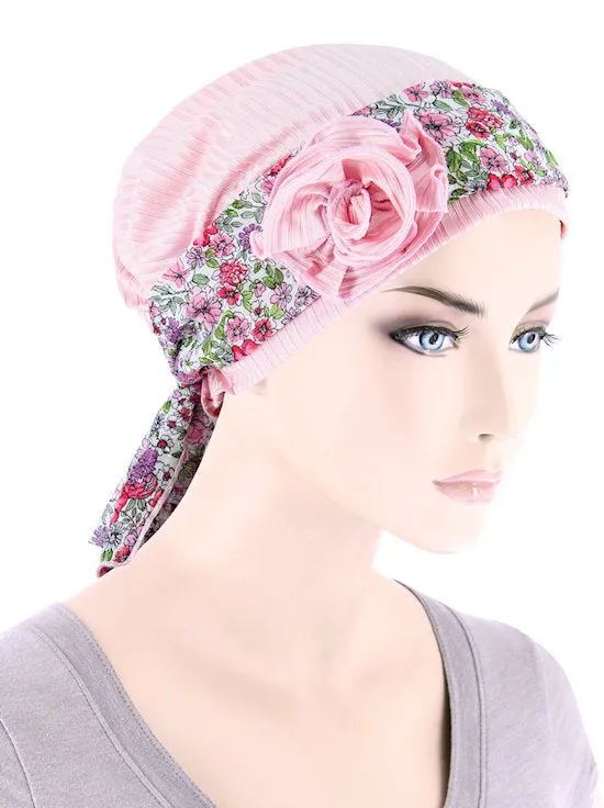 JOSIESASH-BABYPINK#Josie Turban Rosette Sash Baby Pink