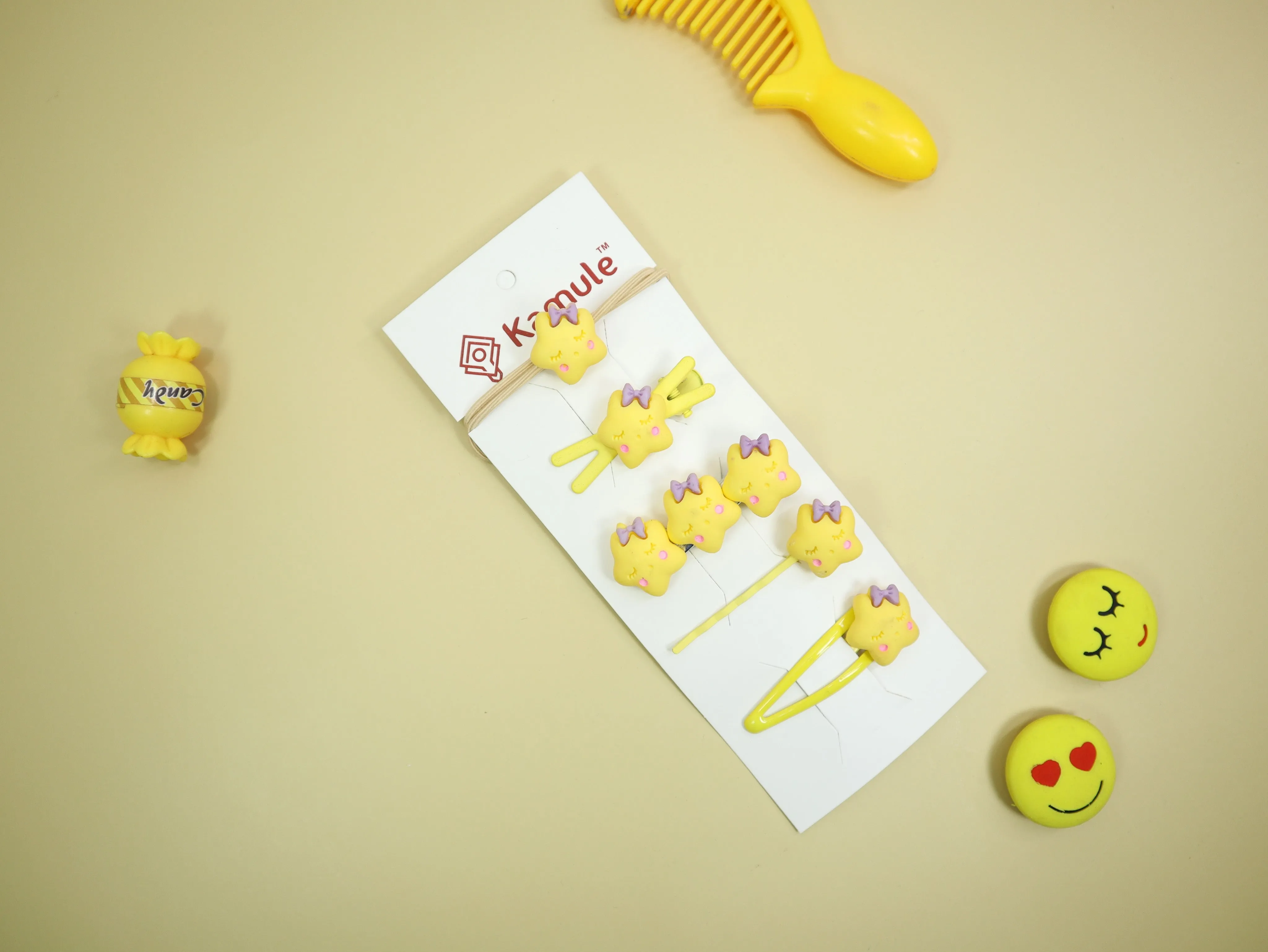 Kamule Polymer clay Character Hair Accessories set of 5-Yellow