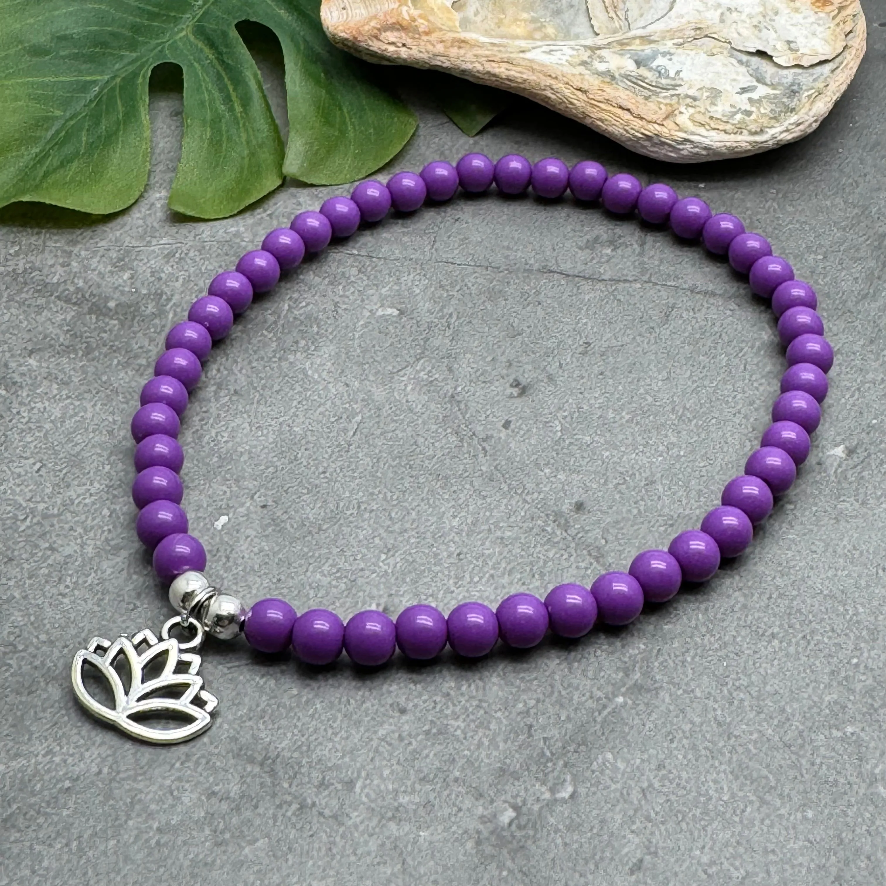 Lotus Flower Acrylic Bead Anklet - Colour Choice