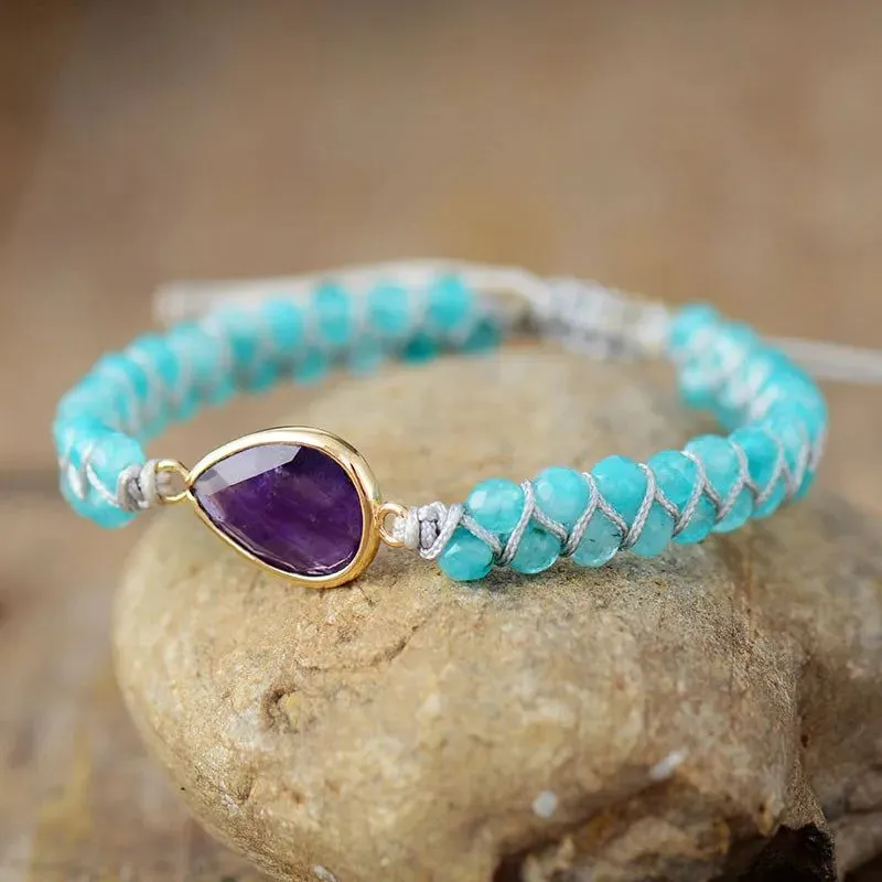 Macramé Amethysts Bracelet